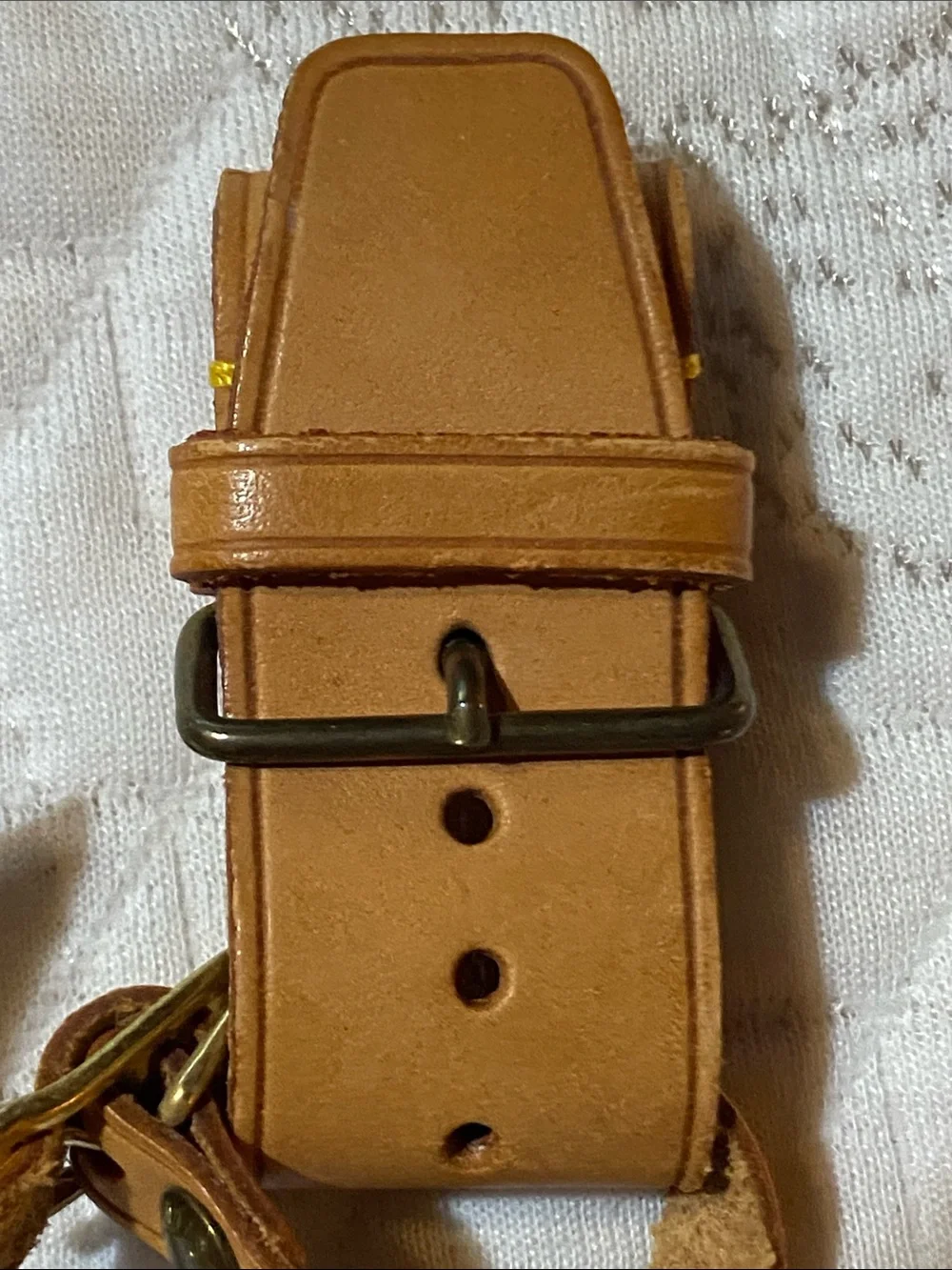 Louis Vuitton Tan Leather Luggage Tag with Strap